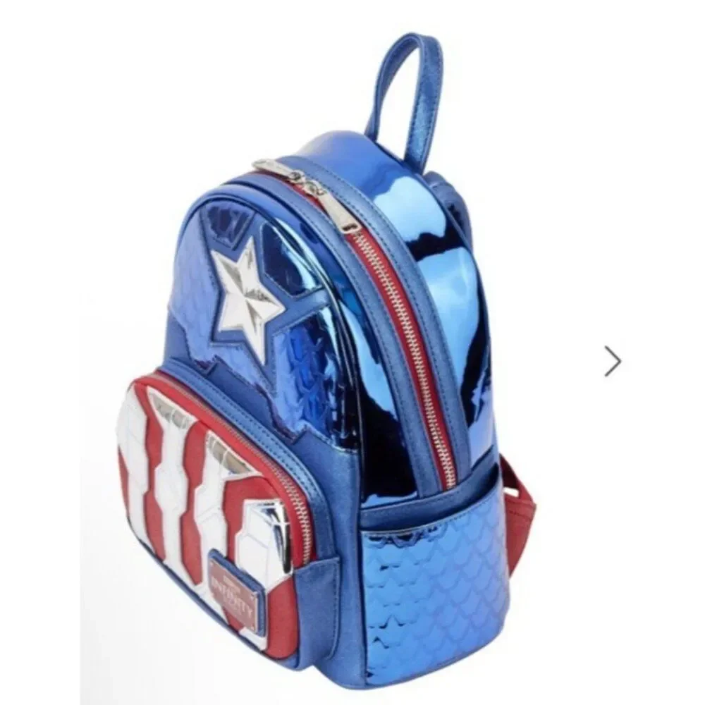 Loungefly Marvel Metallic Captain America Cosplay Mini Backpack NWT